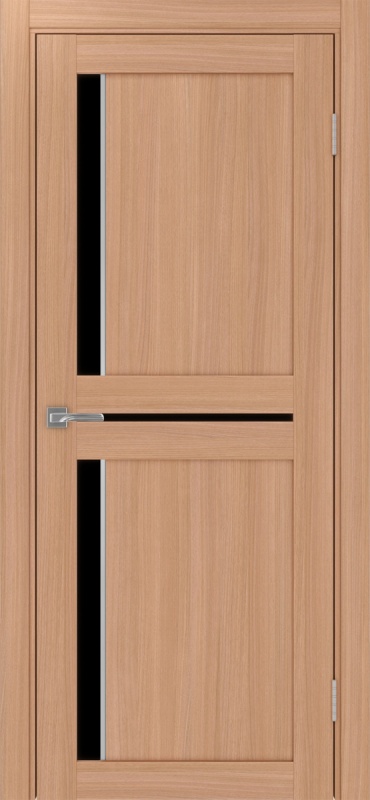 Дверь межкомнатная экошпон Турин 523АППSC.221 ясень тёмный остеклённая (лакобель чёрный)
