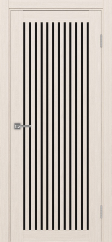 Дверь межкомнатная экошпон Турин 543.2 ясень перламутровый остеклённая (лакобель чёрный)