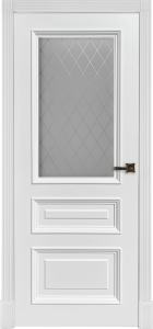 Дверь межкомнатная крашенная Кардинал 1/2 эмаль белая RAL9003 остеклённая