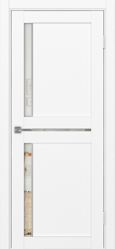 Дверь межкомнатная экошпон Турин 523АППSC.221 белый снежный остеклённая (зеркало)