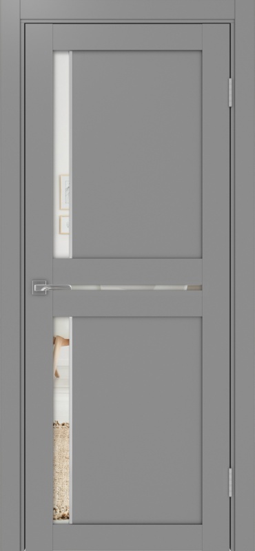 Дверь межкомнатная экошпон Турин 523АППSC.221 серый остеклённая (зеркало)