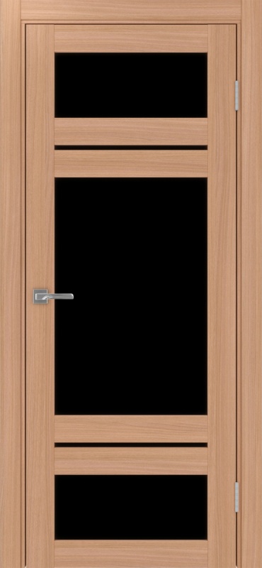Дверь межкомнатная экошпон Турин 532.22222 ясень тёмный остеклённая (лакобель чёрный)