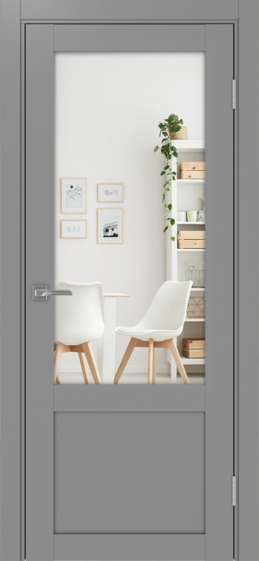 Дверь межкомнатная экошпон Турин 540ПФ.21 серый остеклённая (зеркало)