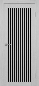 Дверь межкомнатная экошпон Турин 543.2 серый дуб остеклённая (лакобель чёрный)