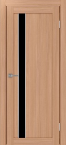 Дверь межкомнатная экошпон Турин 528АППSC.121 ясень тёмный остеклённая (лакобель чёрный)