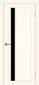 Дверь межкомнатная экошпон Турин 528АППSC.121 ясень светлый остеклённая (лакобель чёрный)