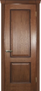 Дверь межкомнатная шпонированная Фрейм-02 дуб на багете патина шоколад глухая