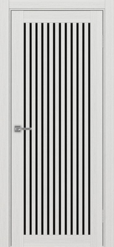 Дверь межкомнатная экошпон Турин 543.2 ясень серебристый остеклённая (лакобель чёрный)