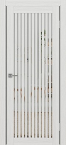 Дверь межкомнатная экошпон Турин 543.2 ясень серебристый остеклённая (зеркало)