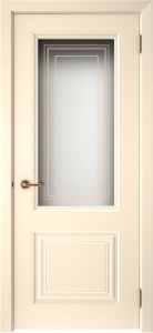 Дверь межкомнатная крашенная Смальта-42 эмаль ваниль остеклённая (сатинат с УФ печать)
