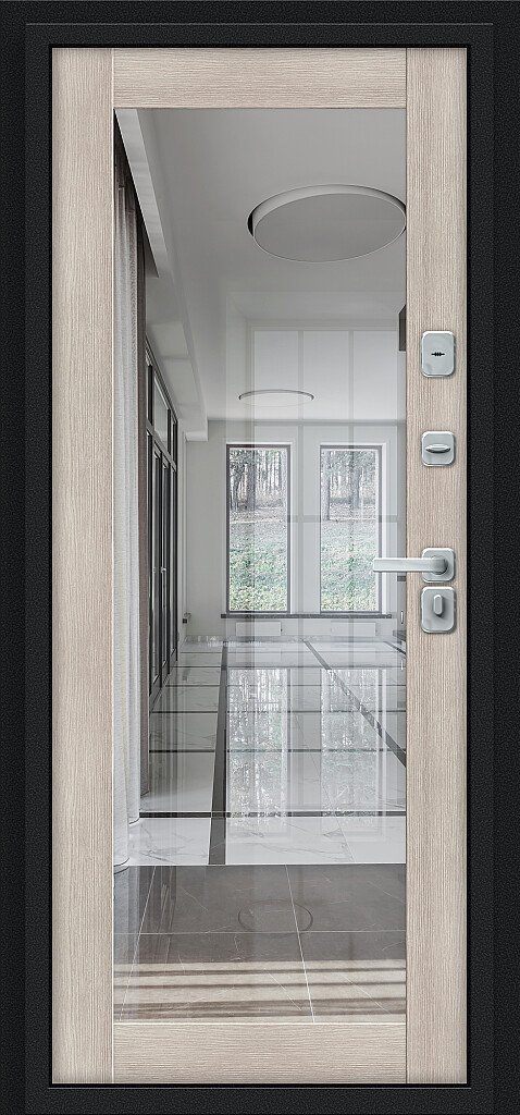 Входная металлическая дверь с терморазрывом Thermo Флэш Декор-2 букле черное / Cappuccino Veralinga
