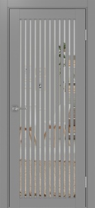 Дверь межкомнатная экошпон Турин 543.2 серый остеклённая (зеркало)