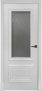 Дверь межкомнатная крашенная Престиж 1/2 эмаль белая RAL9003 остеклённая (сатинат белый с рисунком)