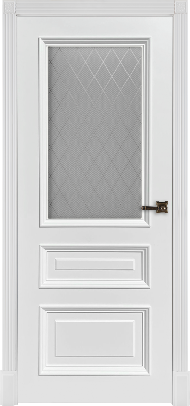 Дверь межкомнатная Кардинал 1/2 эмаль белая RAL9003 остеклённая