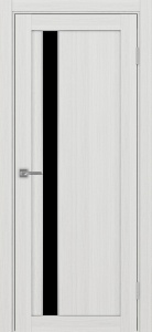 Дверь межкомнатная экошпон Турин 528АППSC.121 ясень серебристый остеклённая (лакобель чёрный)