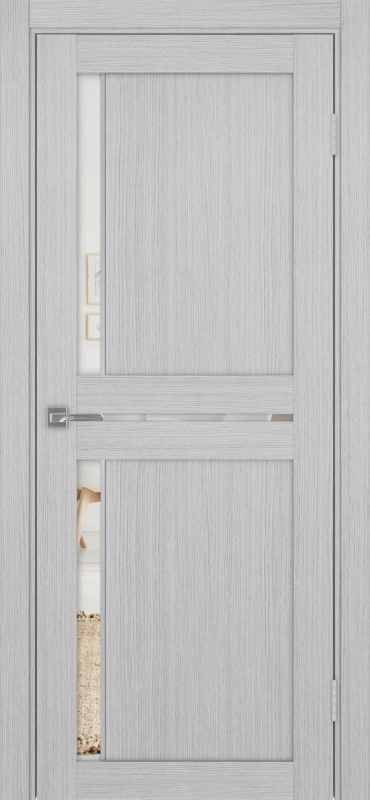 Дверь межкомнатная экошпон Турин 523АППSC.221 серый дуб остеклённая (зеркало)