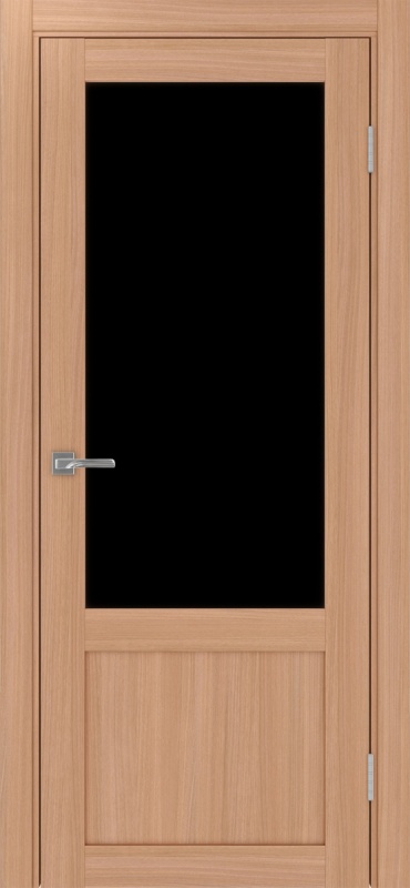 Дверь межкомнатная экошпон Турин 540ПФ.21 ясень тёмный остеклённая (лакобель чёрный)