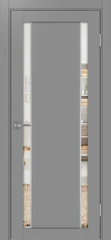Дверь межкомнатная экошпон Турин 522АППSC.212 серый остеклённая (зеркало)