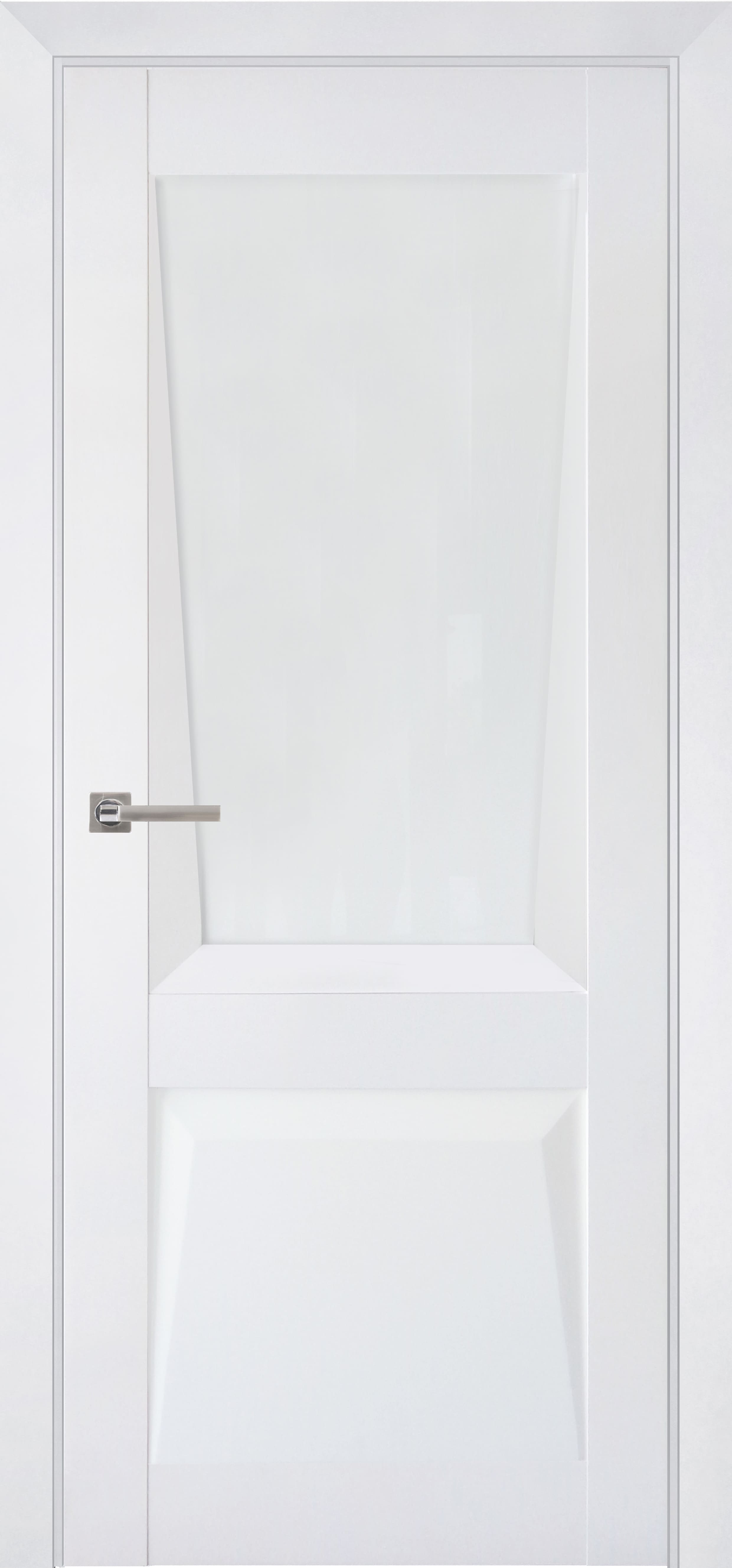 Дверь межкомнатная экошпон soft-touch Перфекто м.106 бархат белый остеклённая (лакобель белый)