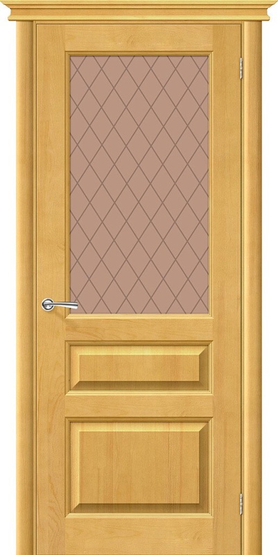 Дверь межкомнатная из массива «М5» Т-04 (Медовый) остеклённая Кристалл