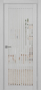 Дверь межкомнатная экошпон Турин 543.2 серый дуб остеклённая (зеркало)