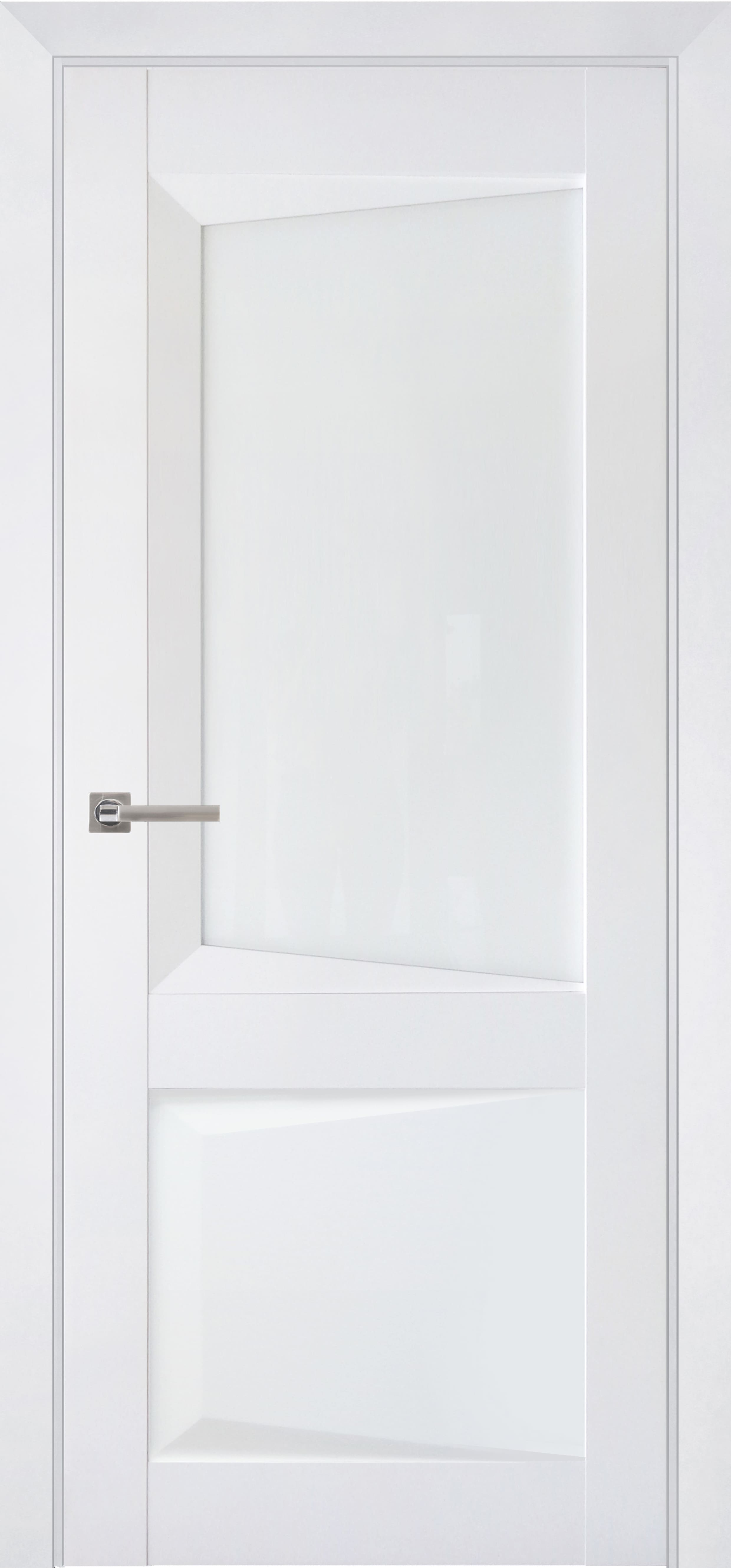 Дверь межкомнатная экошпон soft-touch Перфекто м.108 бархат белый остеклённая (лакобель белый)