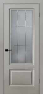 Дверь межкомнатная крашенная Шарм-12 эмаль мальва остеклённая (сатинат + гравировка)