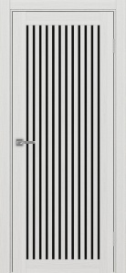 Дверь межкомнатная экошпон Турин 543.2 ясень серебристый остеклённая (лакобель чёрный)