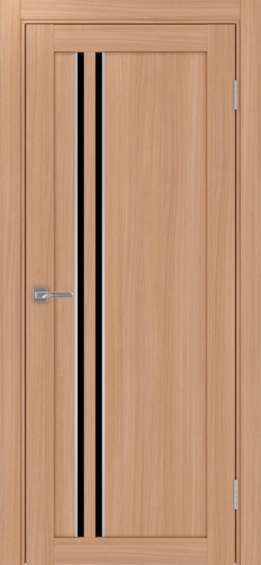 Дверь межкомнатная экошпон Турин 525АПСSC.121 ясень тёмный остеклённая (лакобель чёрный)