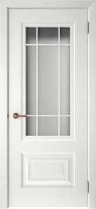 Дверь межкомнатная крашенная Смальта-46 эмаль белая остеклённая (сатинат с решеткой)