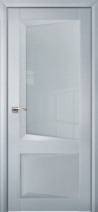 Дверь межкомнатная экошпон soft-touch Перфекто м.108 бархат светло-серый остеклённая (лакобель светло-серый)