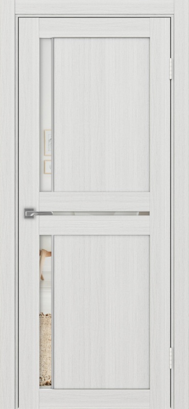 Дверь межкомнатная экошпон Турин 523АППSC.221 ясень серебристый остеклённая (зеркало)