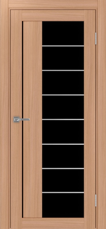Дверь межкомнатная экошпон Турин 524АССSC.22 ясень тёмный остеклённая (лакобель чёрный)