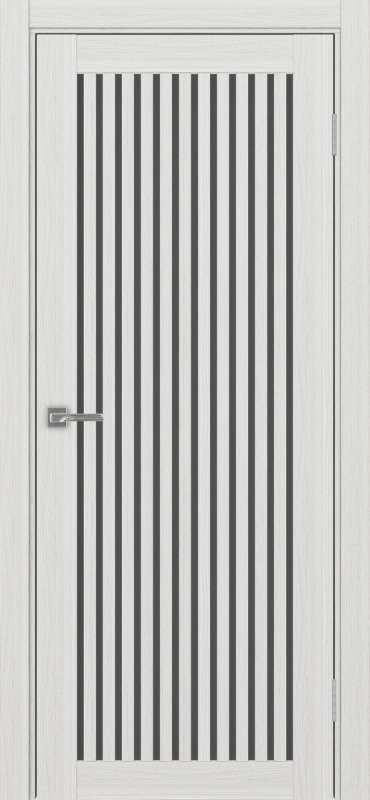 Дверь межкомнатная экошпон Турин 543.2 ясень серебристый остеклённая (графит)