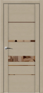 Дверь межкомнатная экошпон soft-touch м.30023 софт кремовый остеклённая (зеркало бронза)