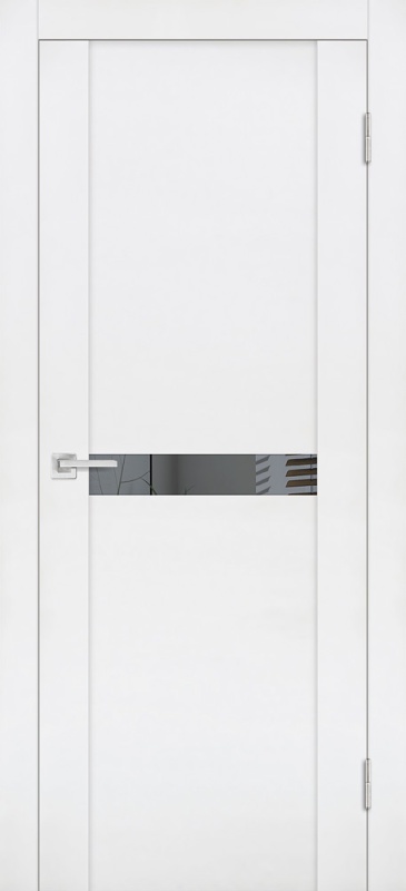 Дверь межкомнатная экошпон (soft touch) PST-3 бархат белый остеклённая (зеркало тон.)