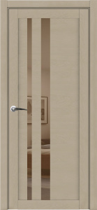 Дверь межкомнатная экошпон soft-touch м.30008 софт кремовый остеклённая (зеркало бронза)
