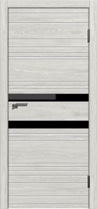 Дверь межкомнатная экошпон Новелла-2 лиственница серая остеклённая (лакобель черный)