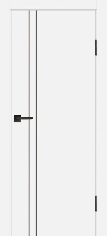 Дверь межкомнатная экошпон (полипропилен) P-20 белый кромка ABS с 2-х сторон глухая (молдинг 5 мм. чёрный)