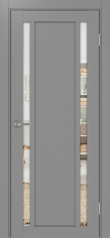 Дверь межкомнатная экошпон Турин 522.212 серый остеклённая (зеркало)