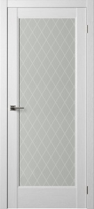 Дверь межкомнатная экошпон Нова-2 ясень белый остеклённая (сатинат белый с рисунком) (с врезкой под механизм МС96 или Р96)