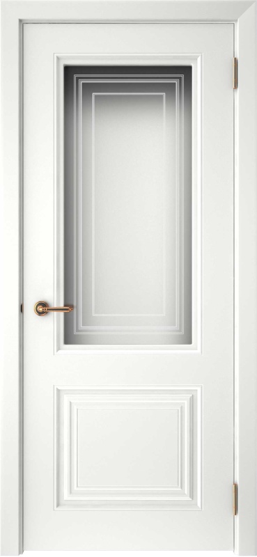 Дверь межкомнатная крашенная Смальта-42 эмаль белая остеклённая (сатинат с УФ печать)