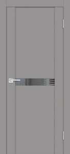 Дверь межкомнатная экошпон (soft touch) PST-3 бархат серый остекленная (зеркало тон.)