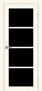 Дверь межкомнатная экошпон Турин 540.2222 ясень светлый остеклённая (лакобель чёрный)