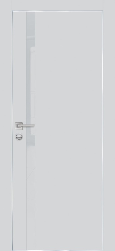 Дверь межкомнатная экошпон (полипропилен) PX-8 агат кромка AL хром с 4-х сторон (с заводской врезкой под петли и механизм AGB) остеклённая (лакобель лунный)