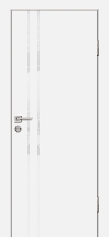 Дверь межкомнатная экошпон (полипропилен) P-11 белый кромка ABS с 2-х сторон остеклённая (лакобель белоснежный)