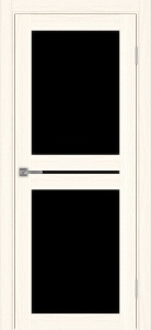 Дверь межкомнатная экошпон Турин 520.222 ясень светлый остеклённая (лакобель чёрный)