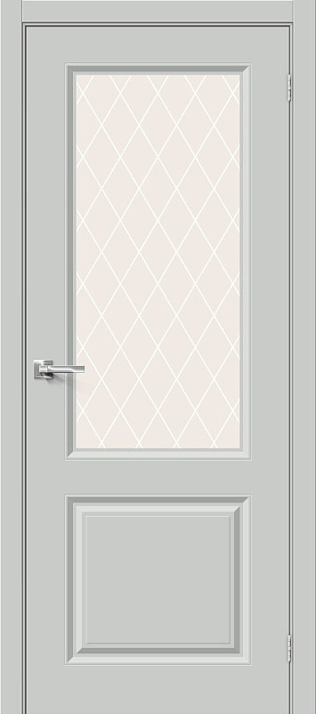 Дверь межкомнатная из эмали «Скинни-13» Grace остеклённая White Сrystal