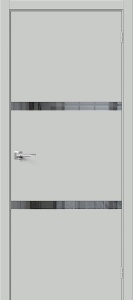 Дверь межкомнатная из эмалита «Браво-2.55.П» Grey Matt остеклённая (Mirox Grey)