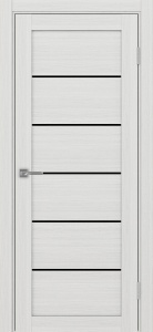Дверь межкомнатная экошпон Турин 506.12 ясень серебристый остеклённая (лакобель чёрный)